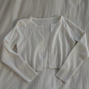 White Cropped ribbed Cardigan